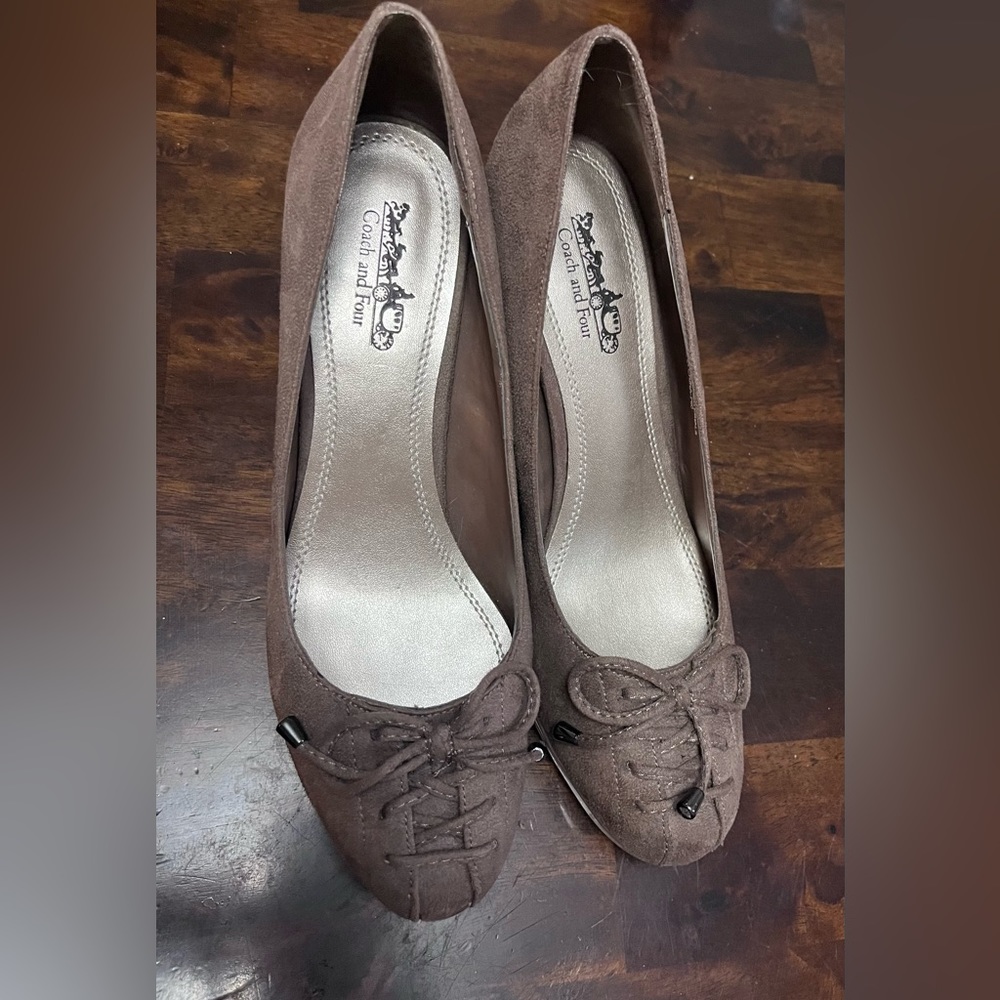 Coach and Four Suede Heels